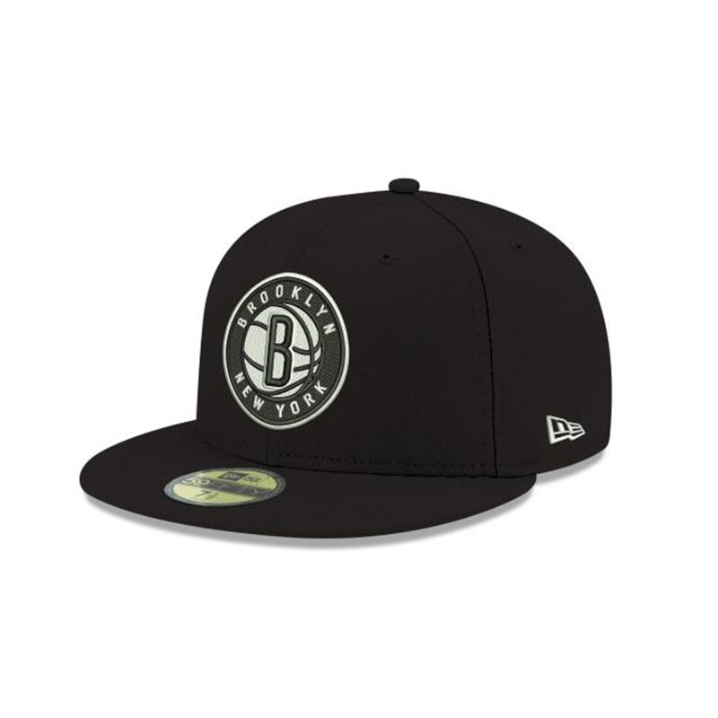 NBA Brooklyn Nets Team Color 59Fifty Fitted (SJT9453) - Black New Era Caps